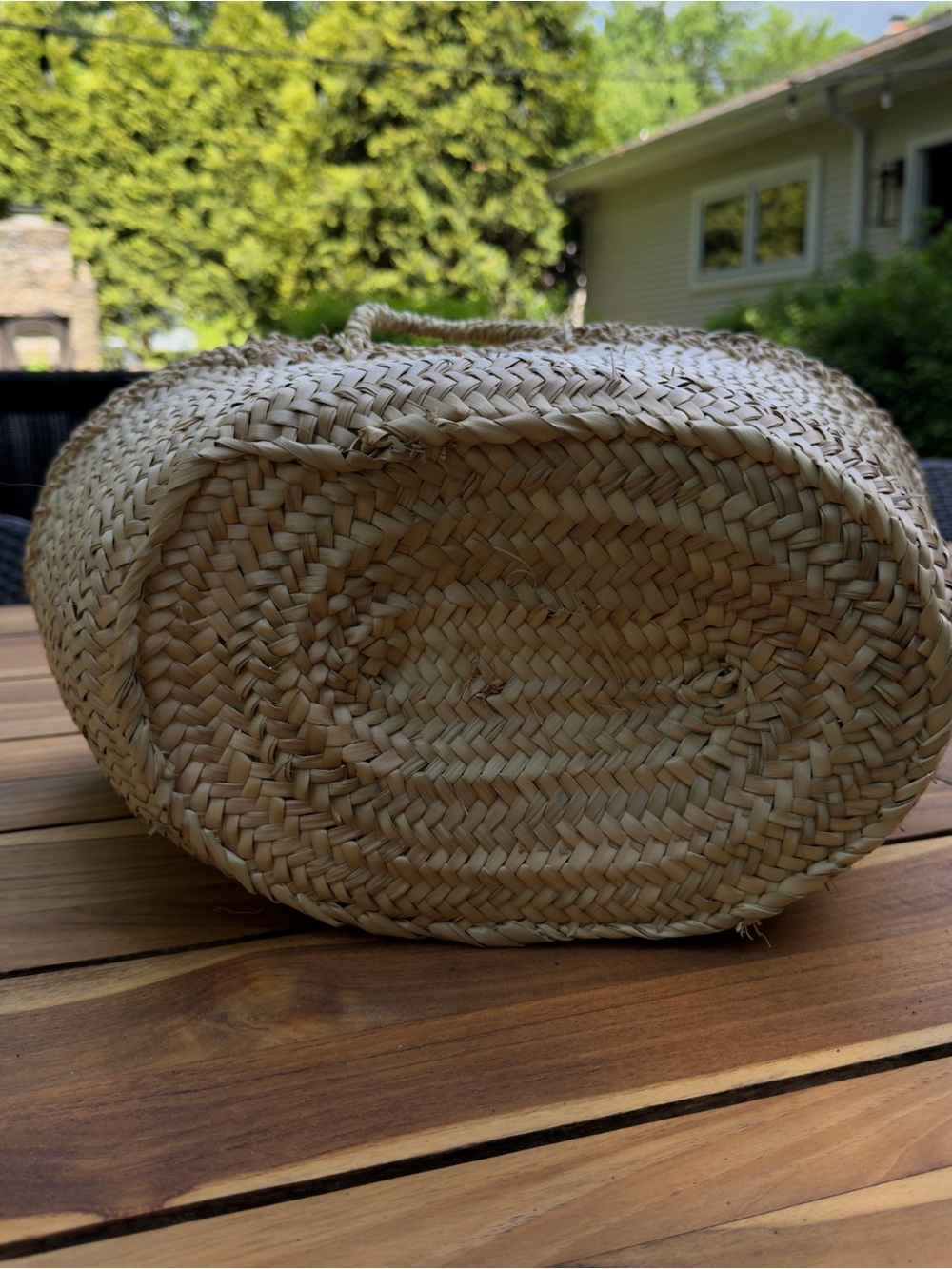 Classic Straw Market Basket 18” W x 7” D x 10” H - Picture 3 of 5